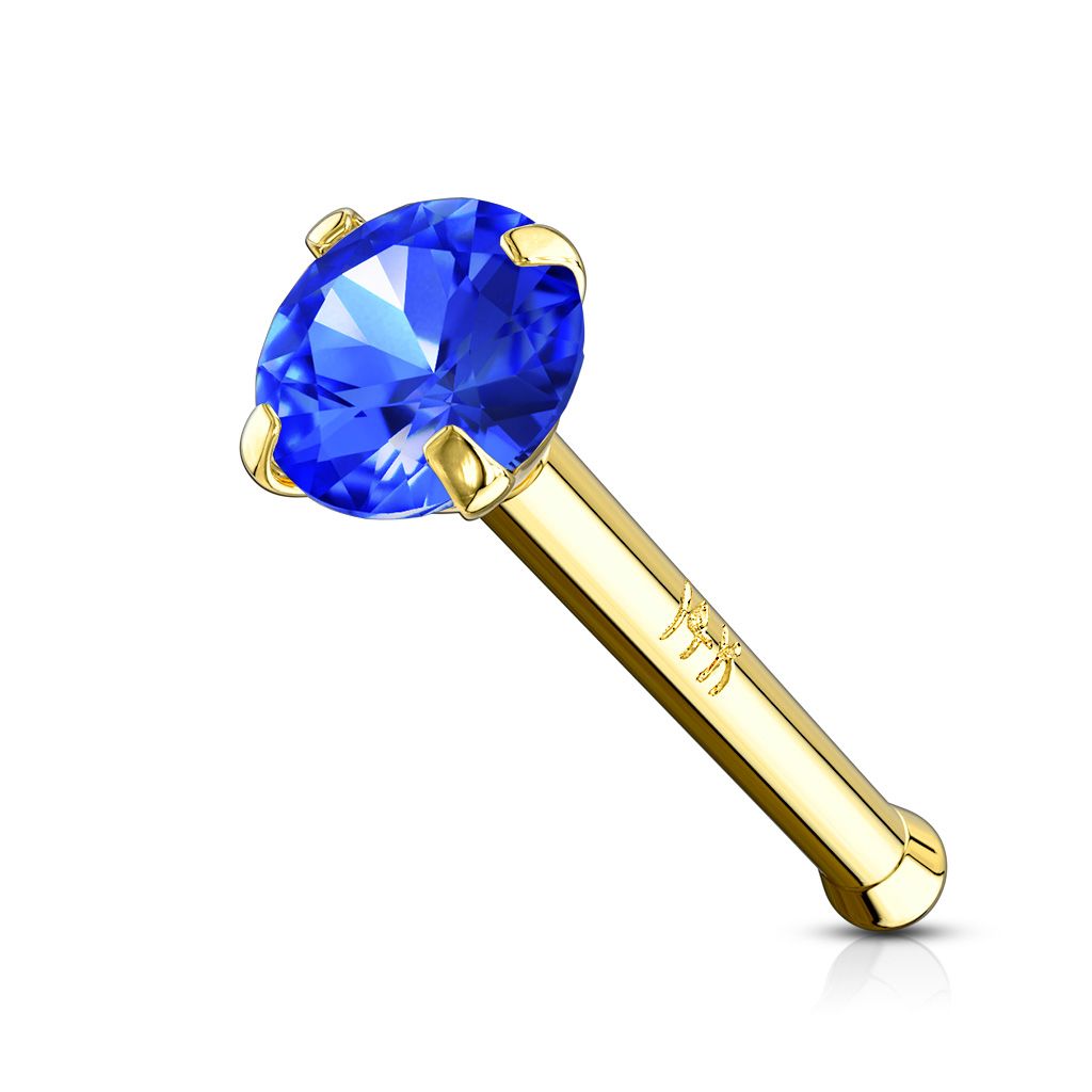 Nose stud made of 14k gold with top gem