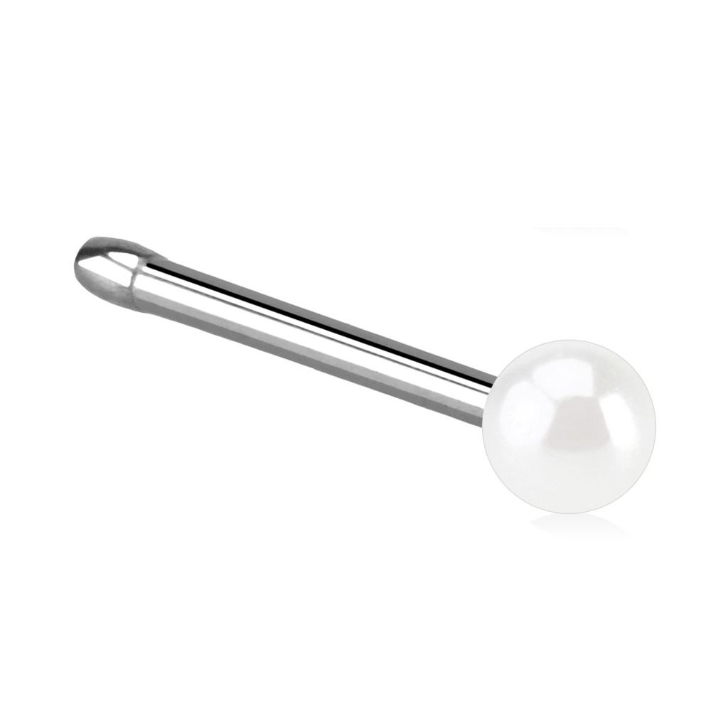 Nose stud with acrylic pearl ball