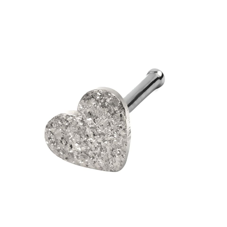 Nose stud with diamond effect heart