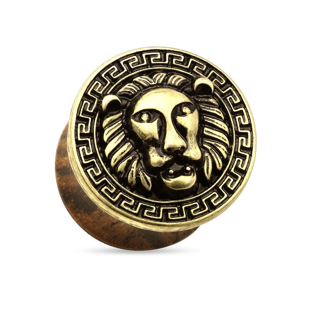 Plug made of wood with lion head