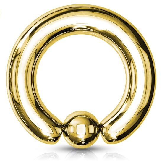 Large captive bead ring gold-plated
