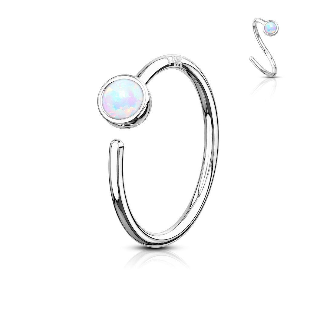 14k gold seamless ring with simulated opal stone