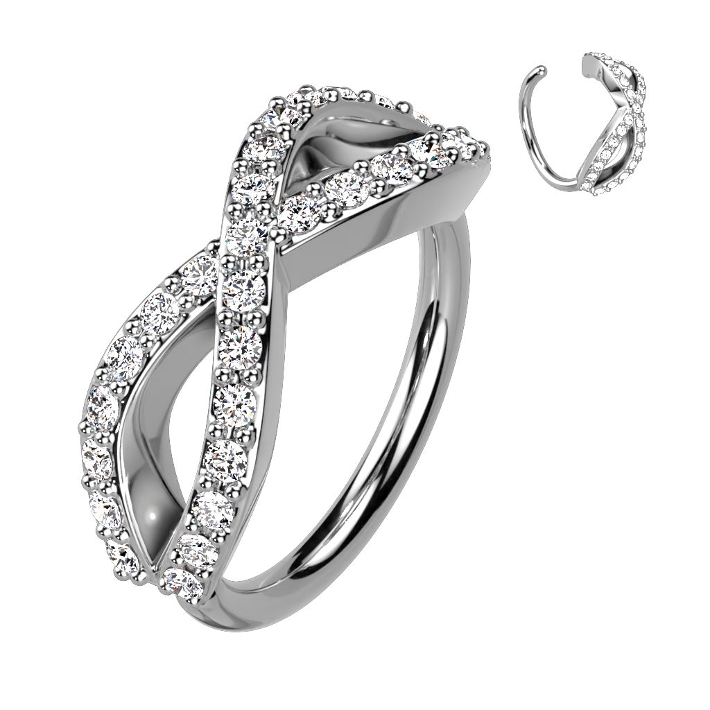 Ring with an infinity design and double-row stones
