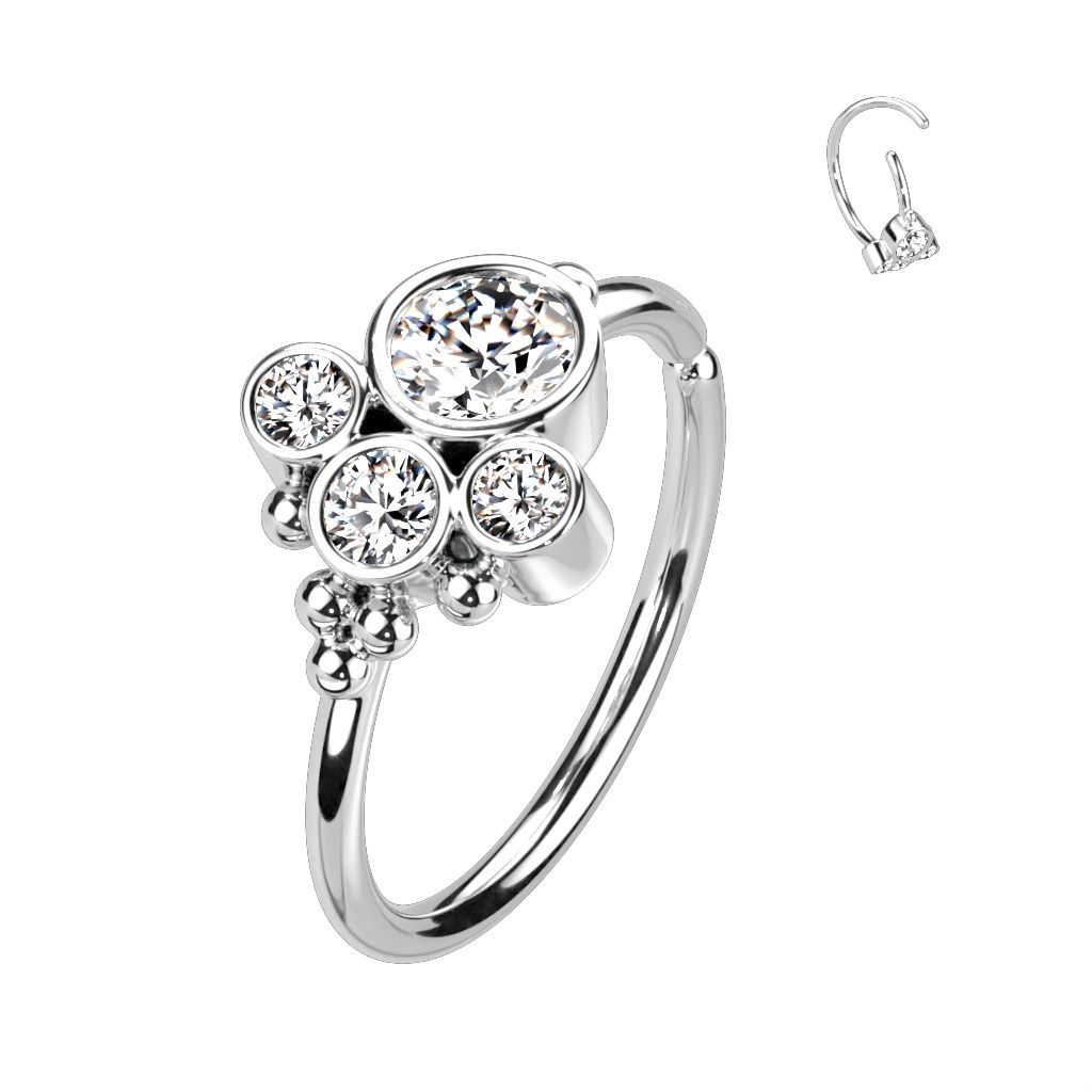 Twist ring with round stone ball cluster design