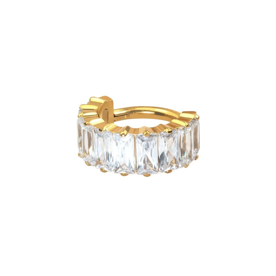 Titanium ring with statement baguette stones