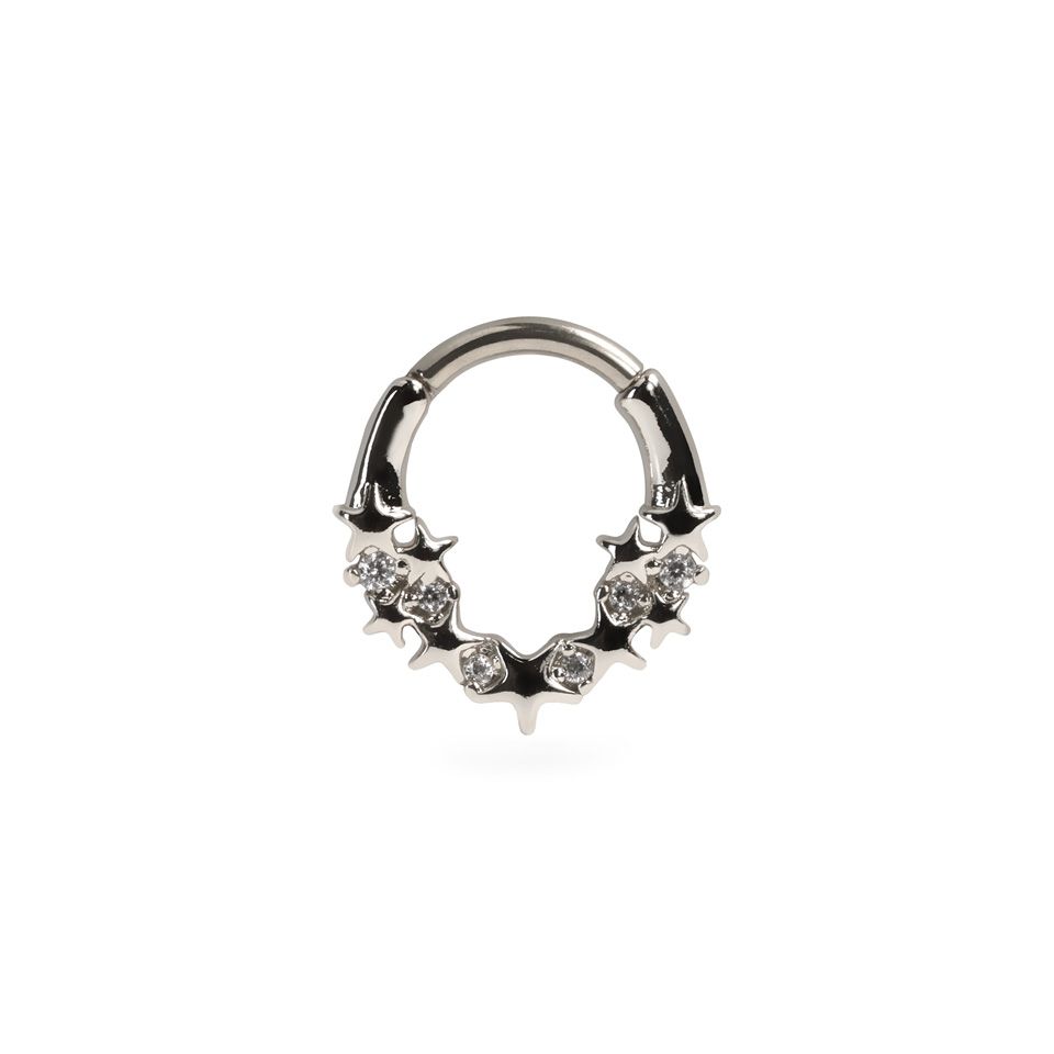 Forward facing ring with stars and stones