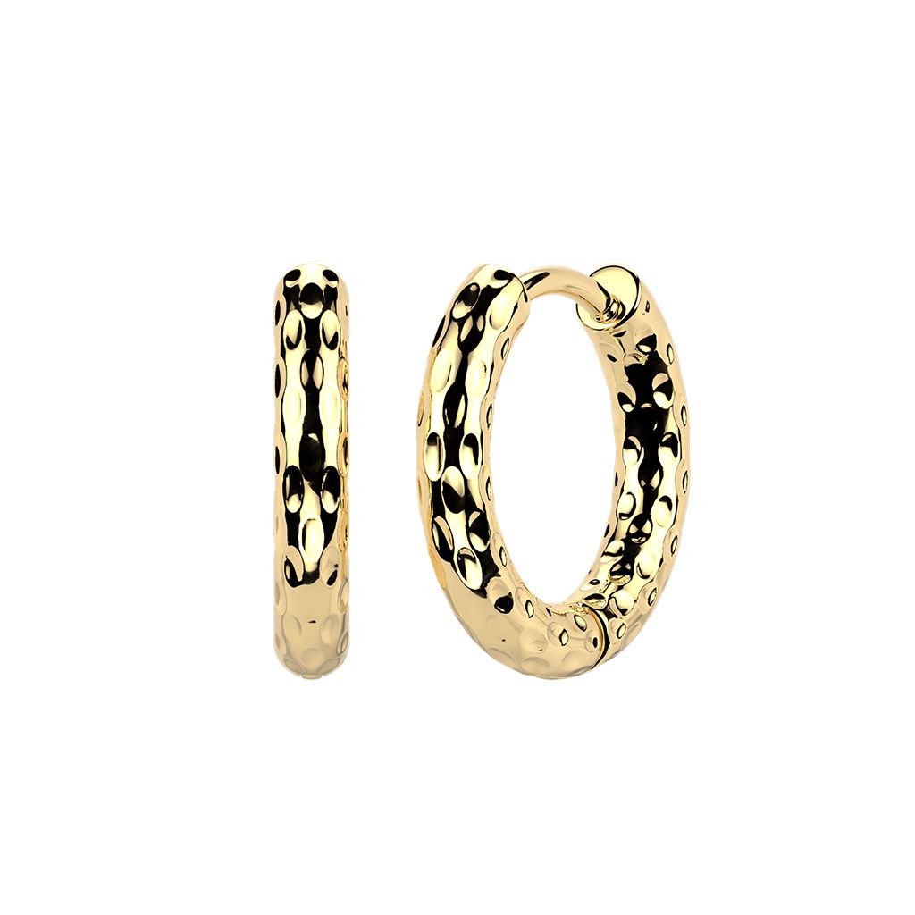 Pair of hammered hoop huggy earrings
