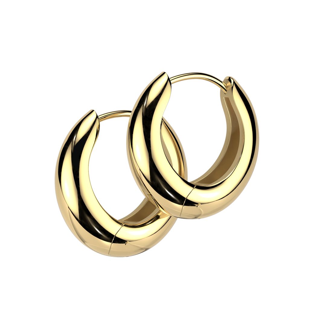Pair of mirror polished wide hinged hoops