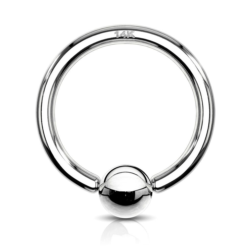 Captive bead ring made of 14k gold