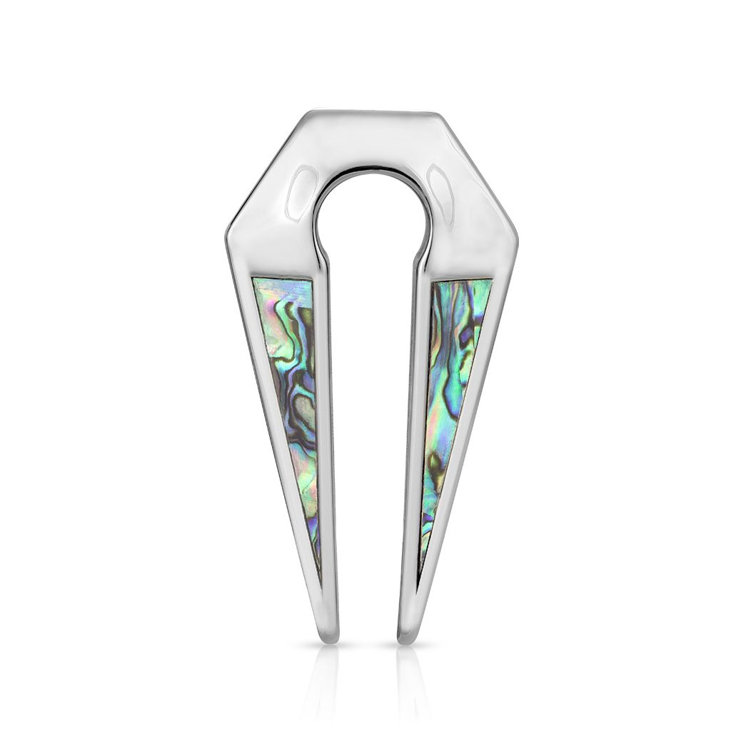 Keyhole hanger made of surgical steel with abalone