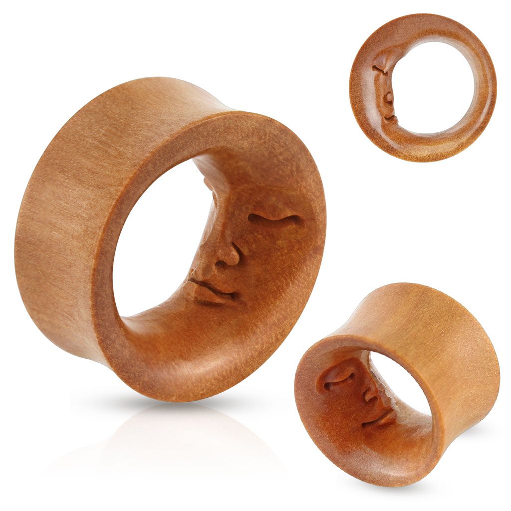 Tunnel made of wood with moon face