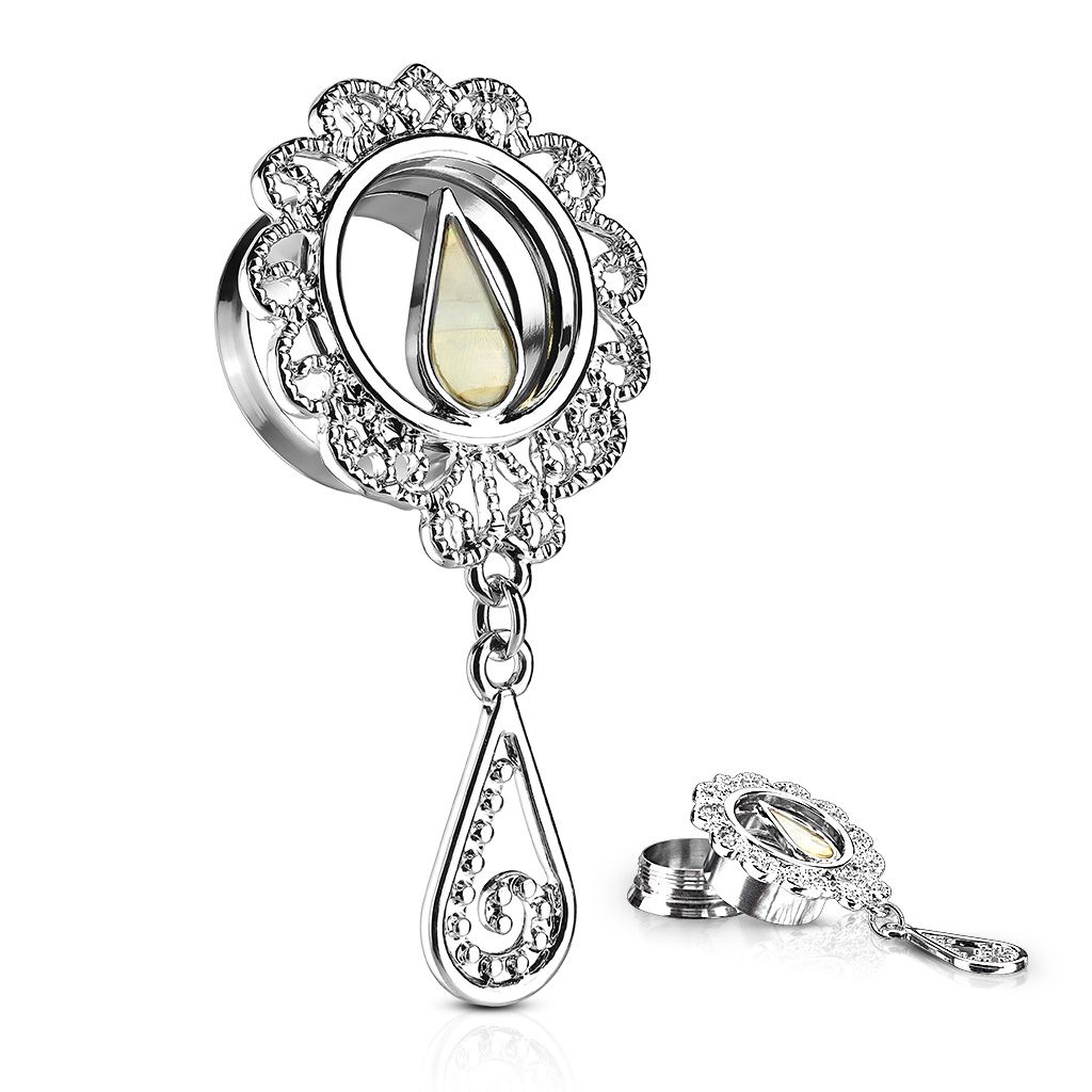 Tunnel with drop-shaped mother of pearl