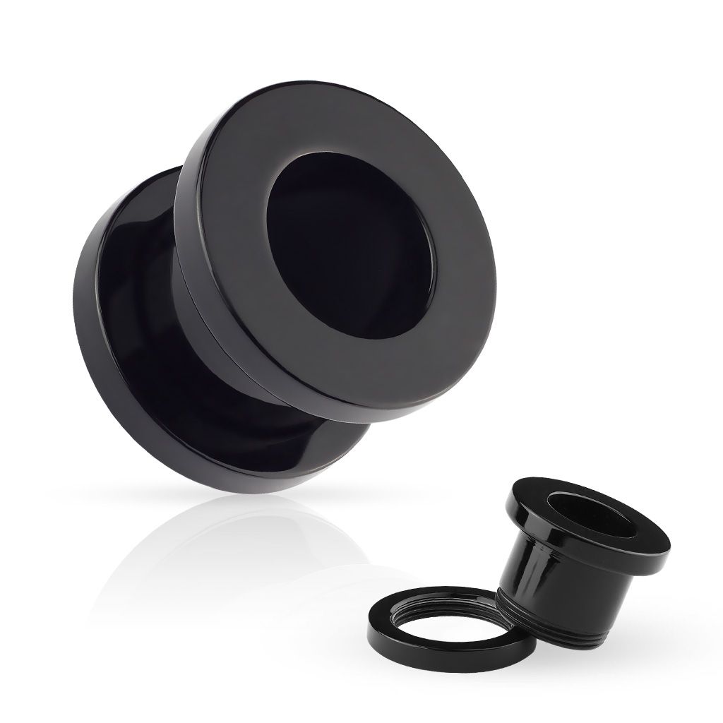 Tunnel made in black acrylic with screw thread.