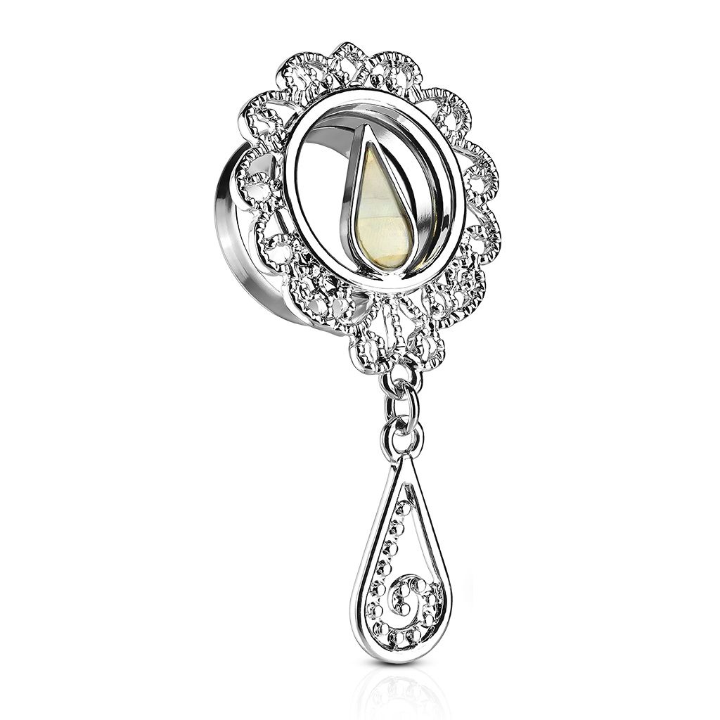Tunnel with drop-shaped mother of pearl