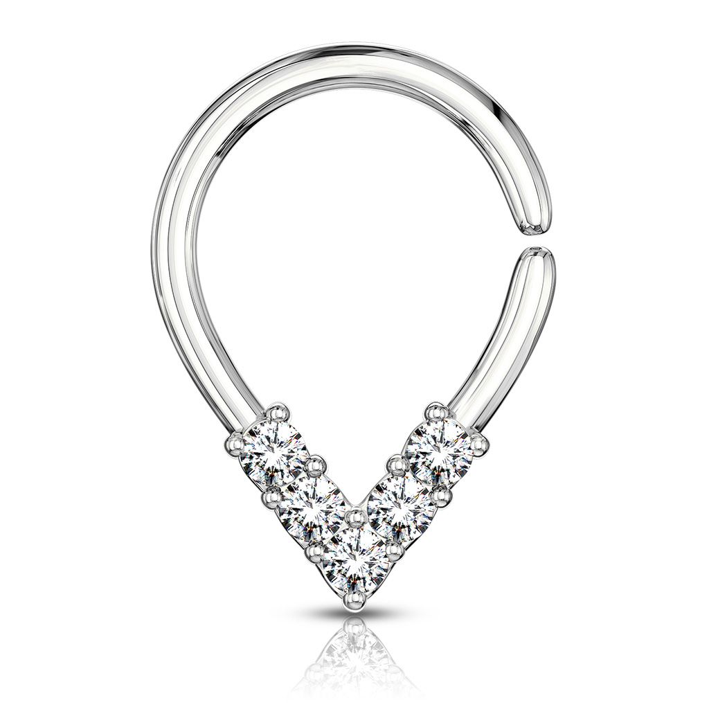 Seamless ring with top-down studded drop-shape