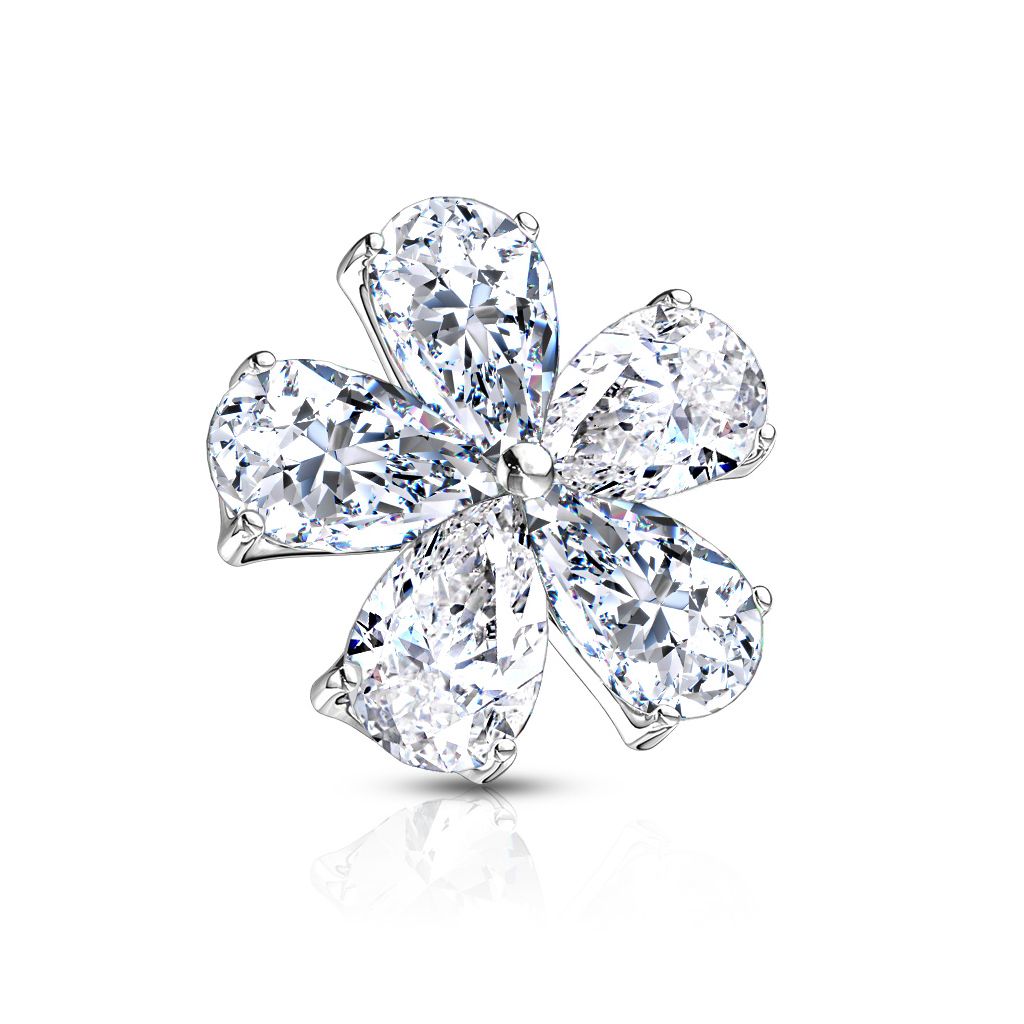 Dermal top flower charm with stones forming its leaves
