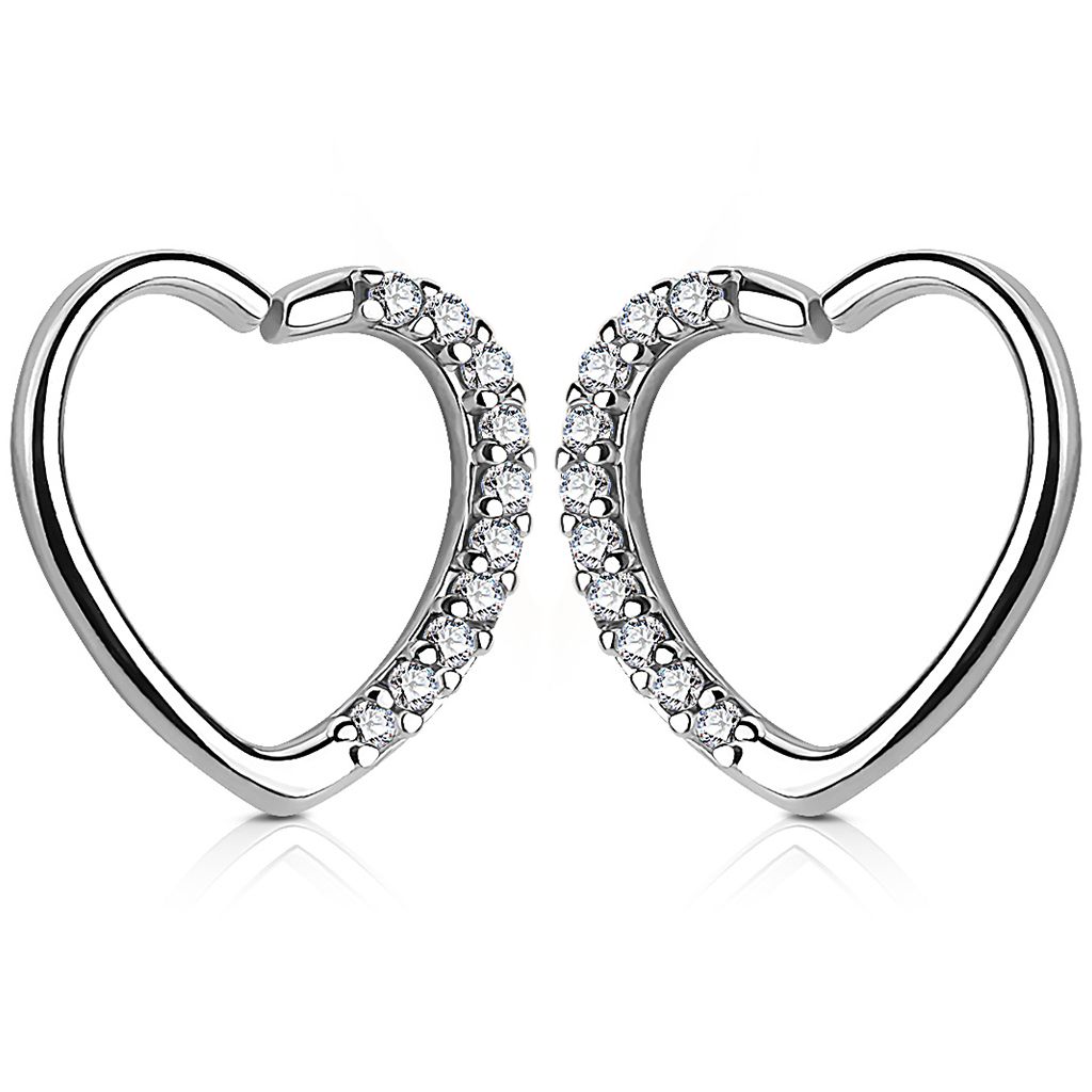 Ear piercing heart-shaped with studded edge