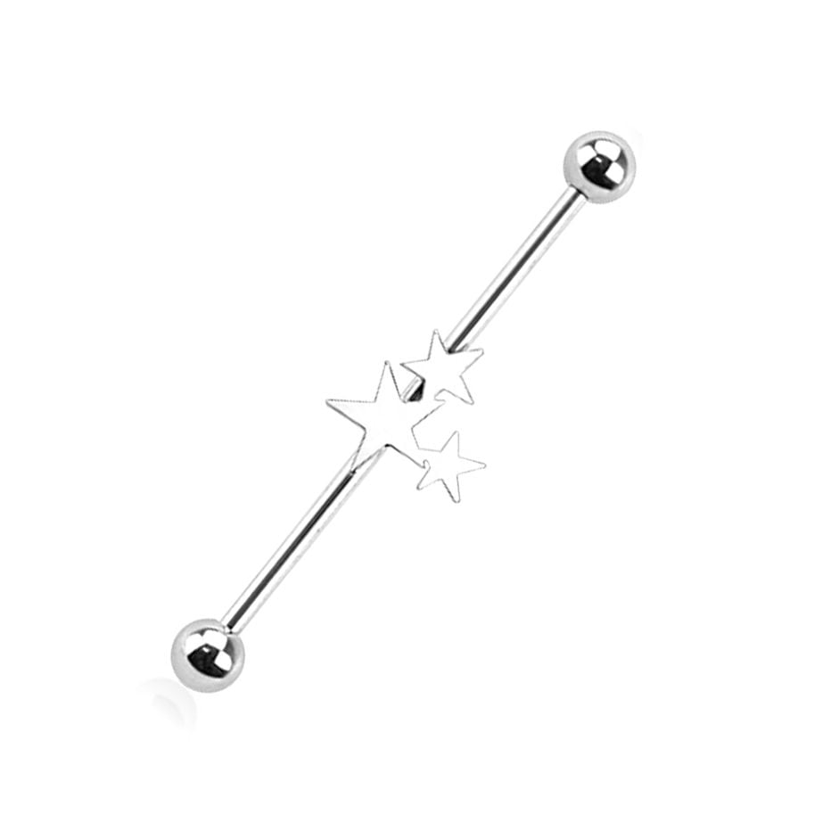 Industrial barbell with three-star charm