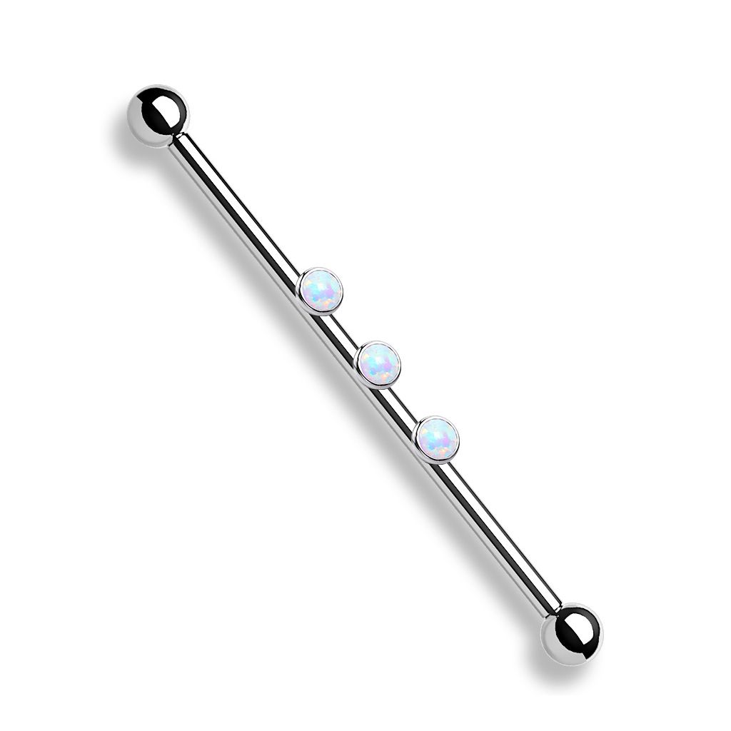 Industrial barbell with 3 internal threaded opals