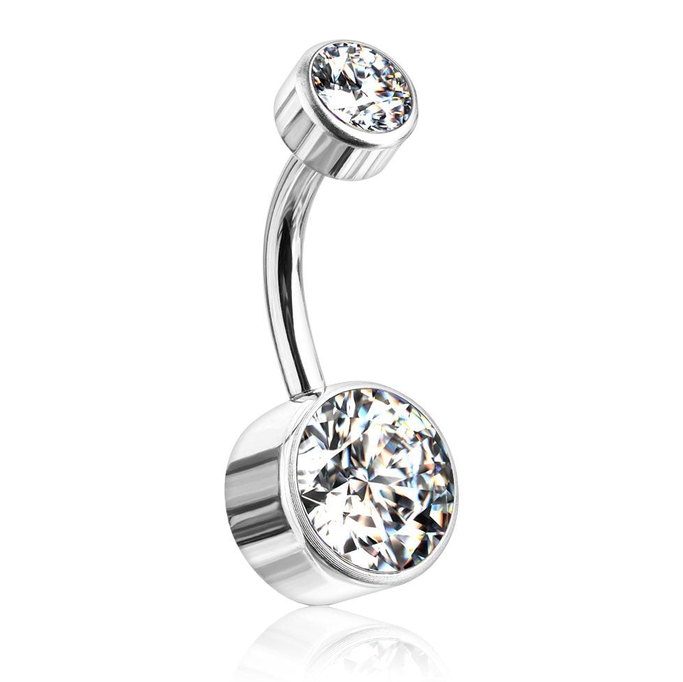 Belly button ring made of titanium with flat balls and internally threaded top