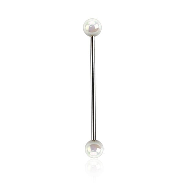 Industrial barbell with metallic look acrylic balls