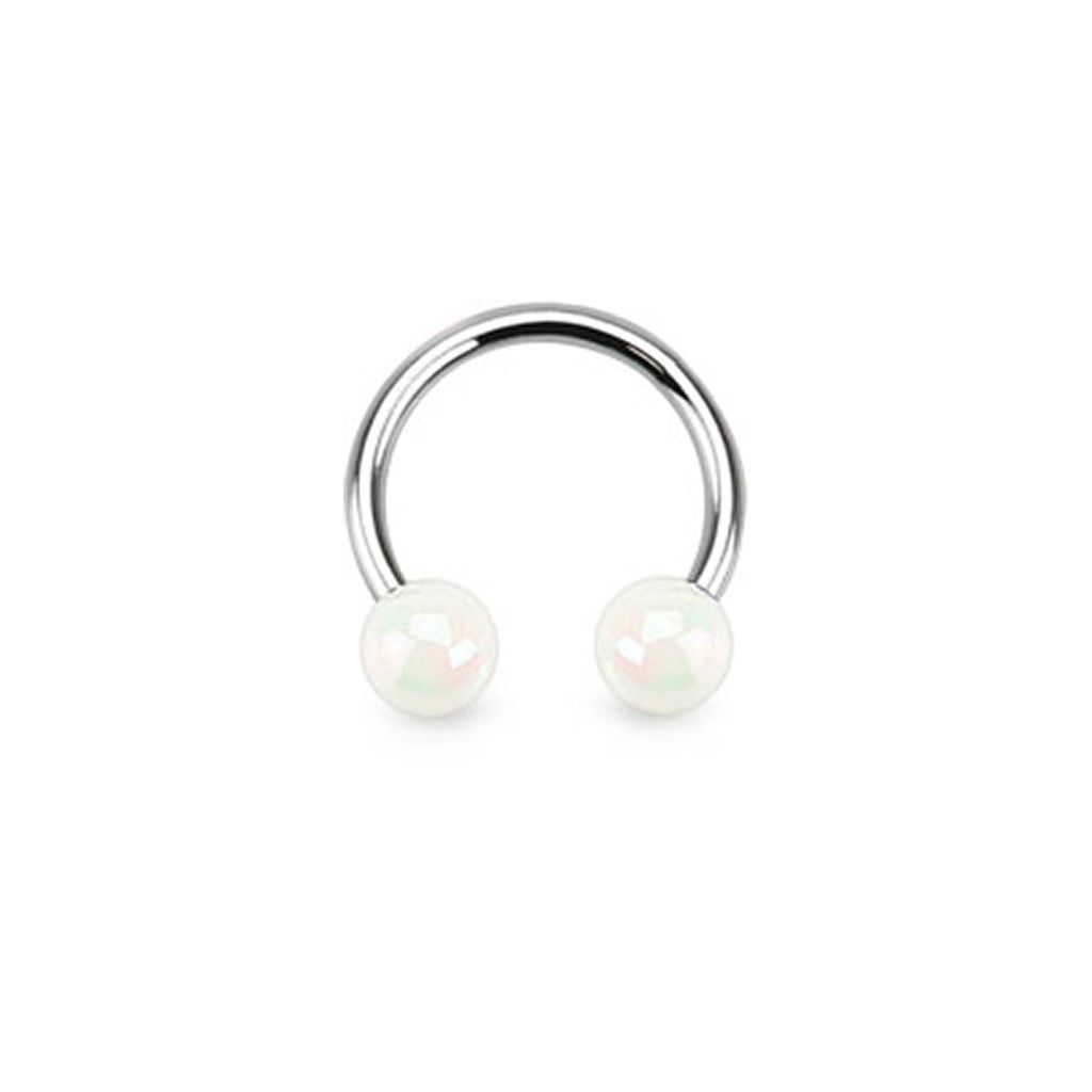 Circular barbell with metallic look acrylic balls