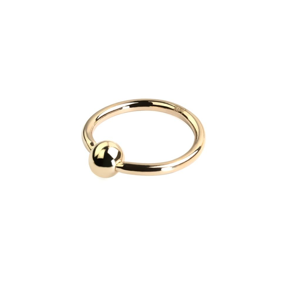 Captive bead ring made of 14k gold