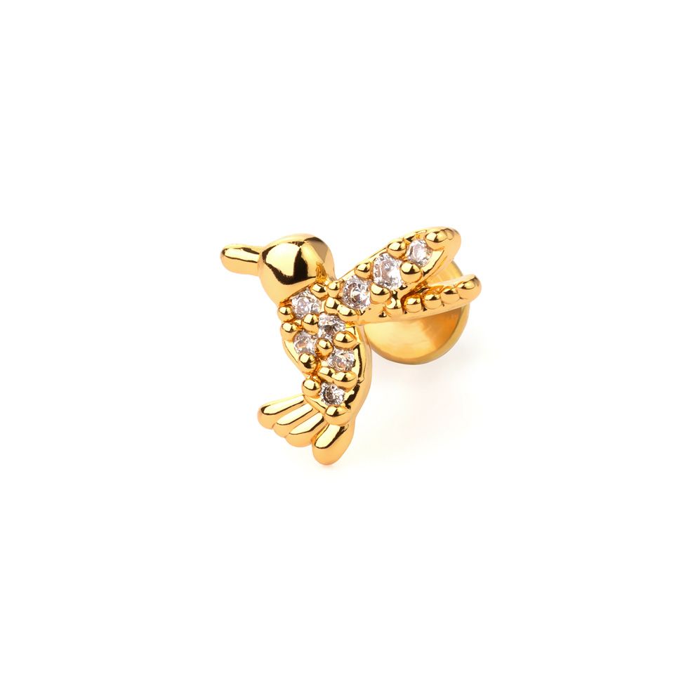 Hummingbird labret with stones