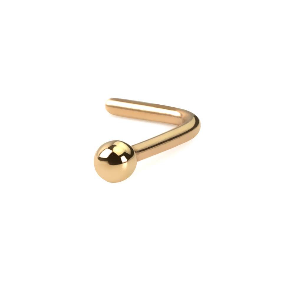 Nose ring made of 14k gold with ball