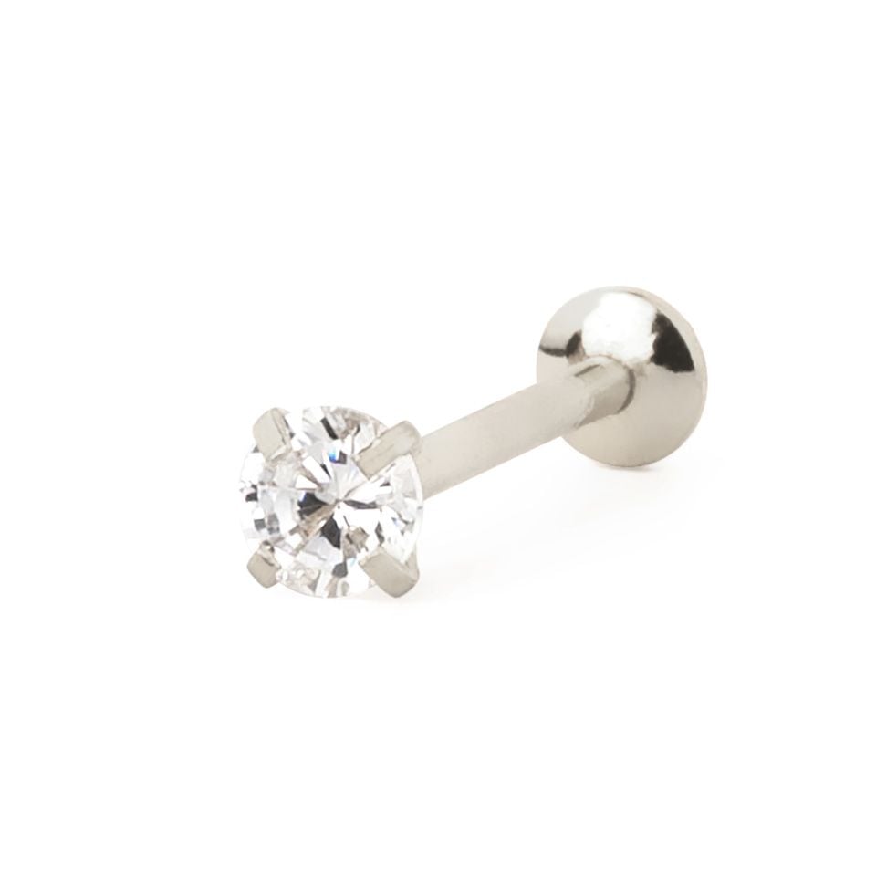 Push-in labret with stone on top