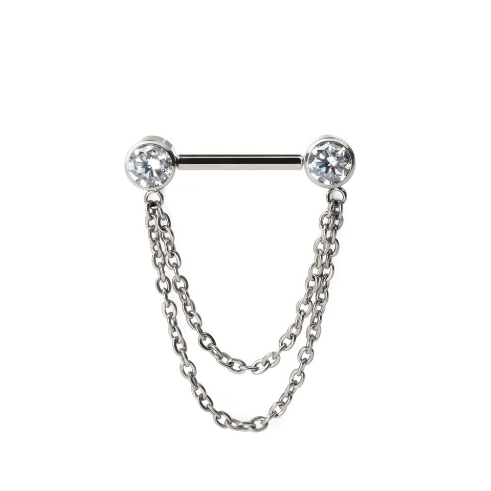 Titanium nipple barbell with chains
