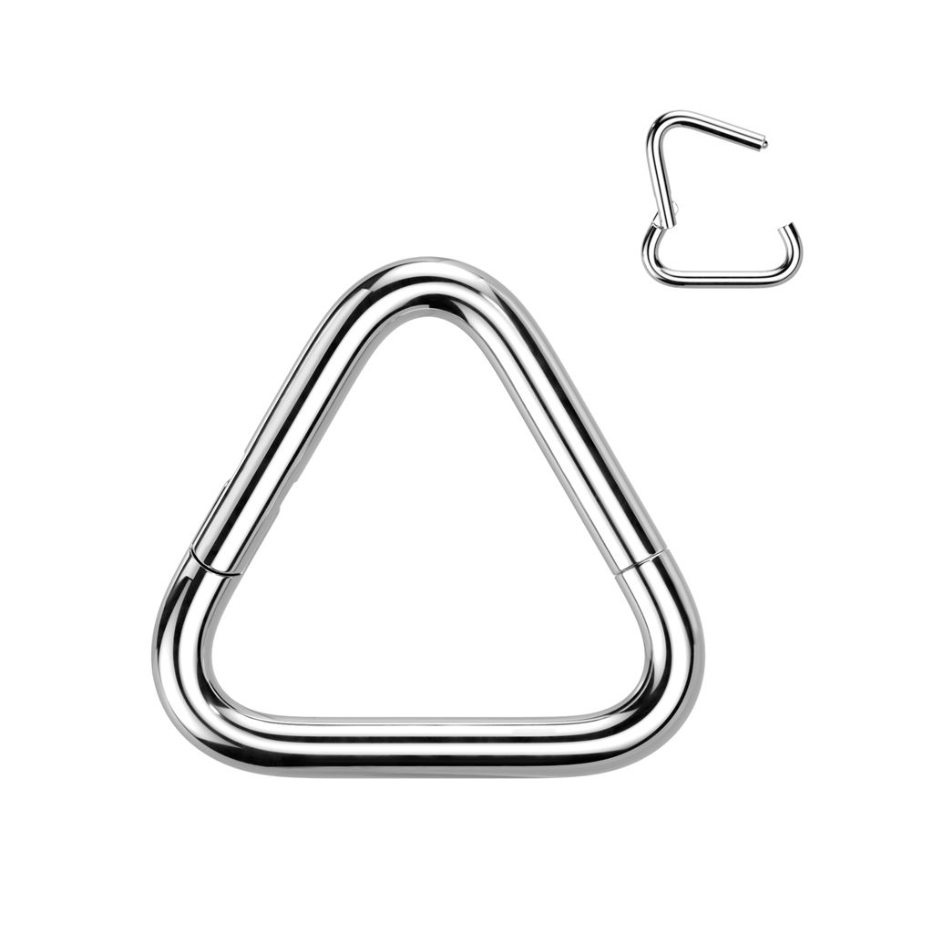 Triangular titanium hinged ring