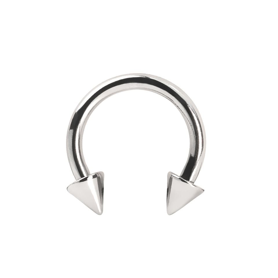 Circular barbell made of titanium with spikes