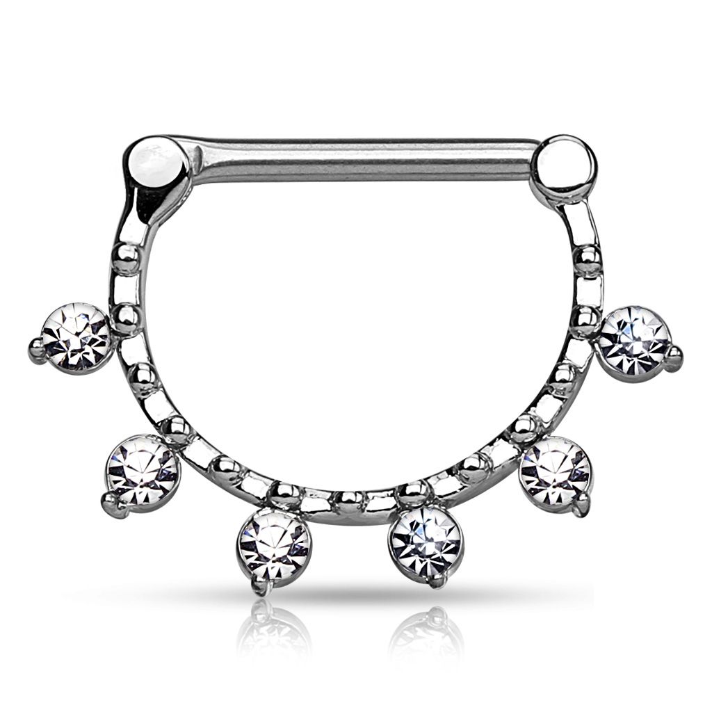 Nipple clicker with six clear stones