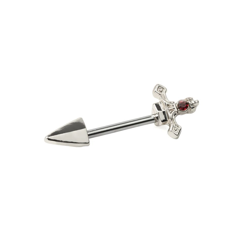 Nipple barbell shaped like a dagger