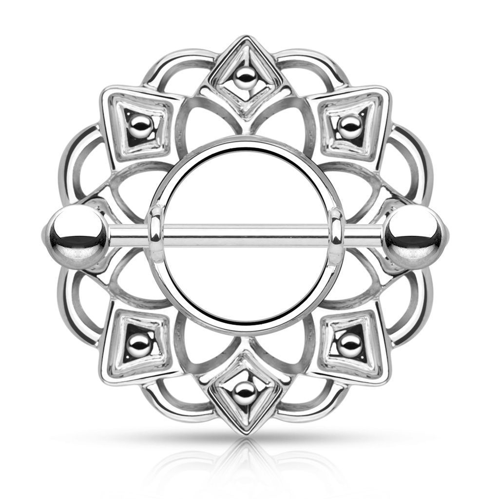 Nipple shield with twists and arches