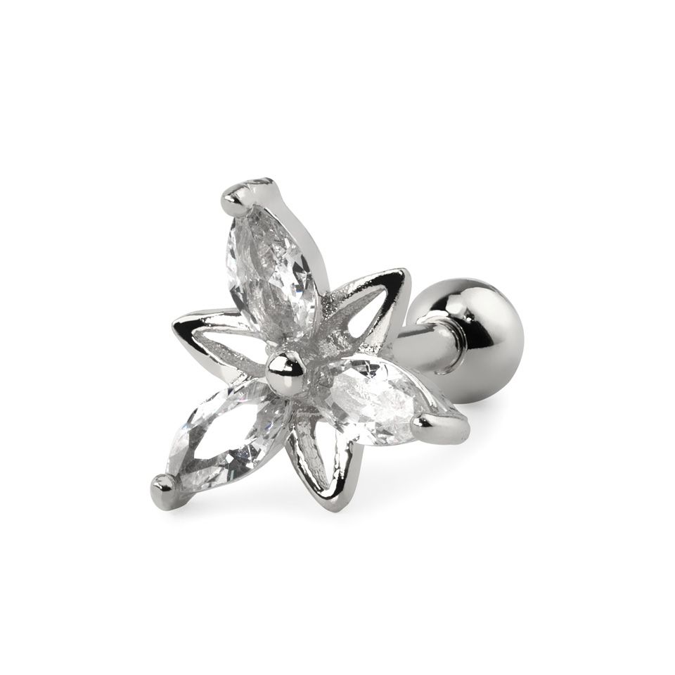 Ear piercing with double triangle flowers