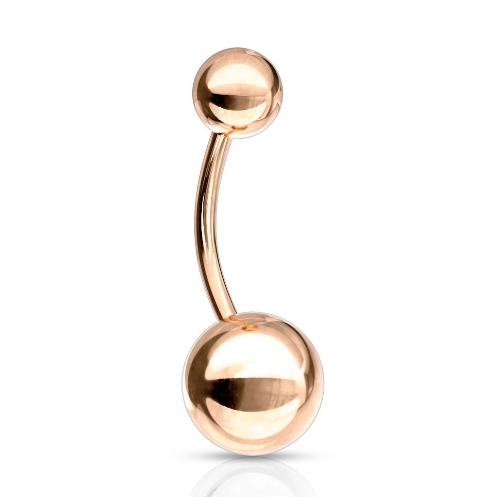 Zaobljena šipkica za pupak s pozlatom u rose gold boji