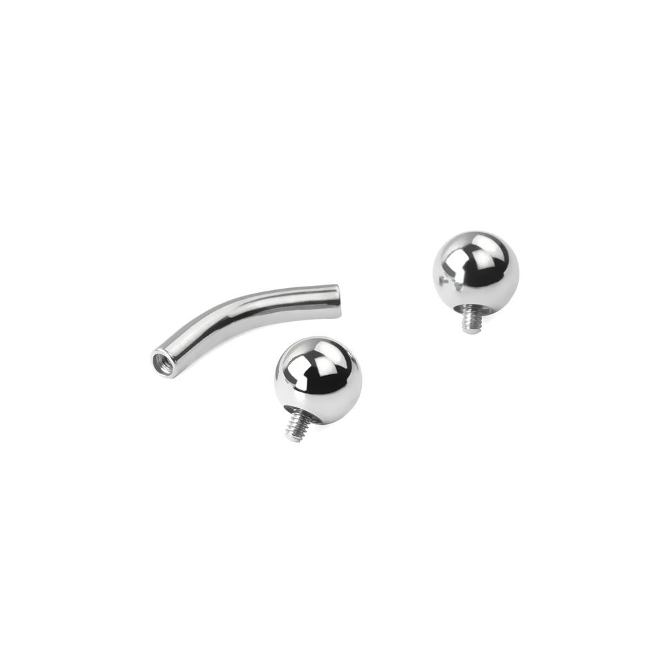 Curved barbell in large size and internally threaded