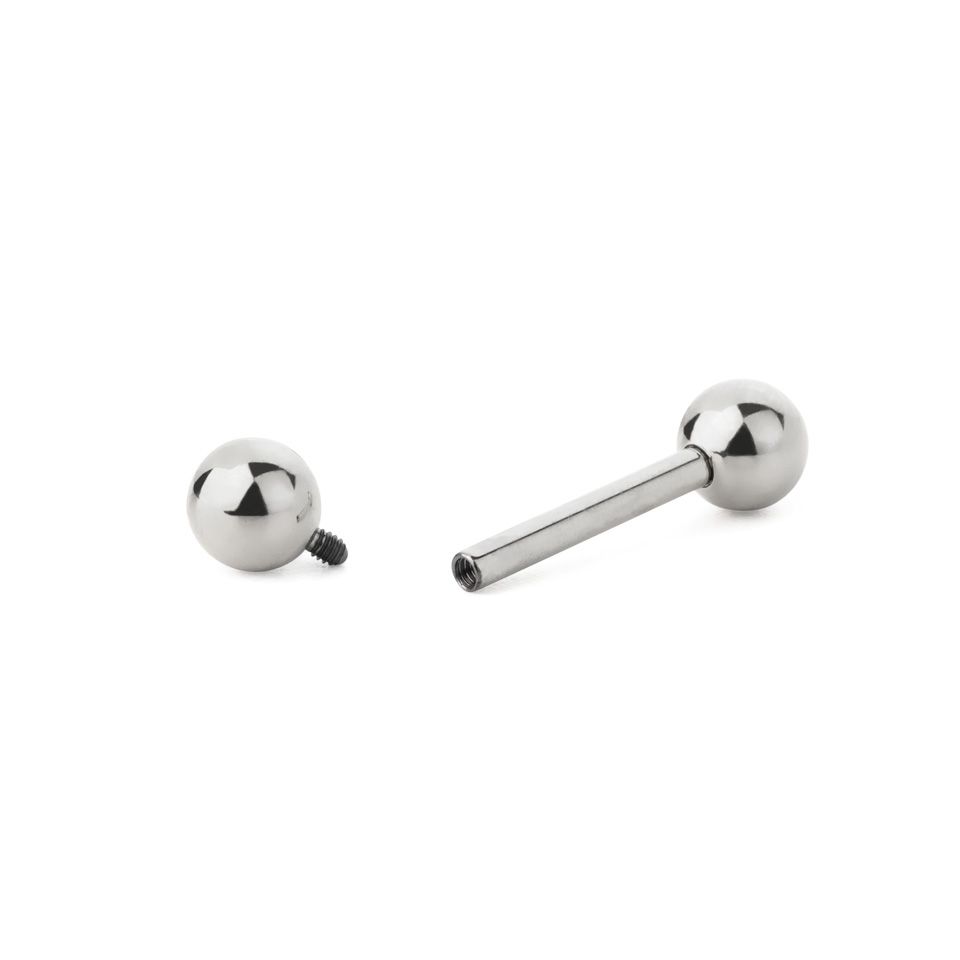 Straight barbell internally threaded made of titanium