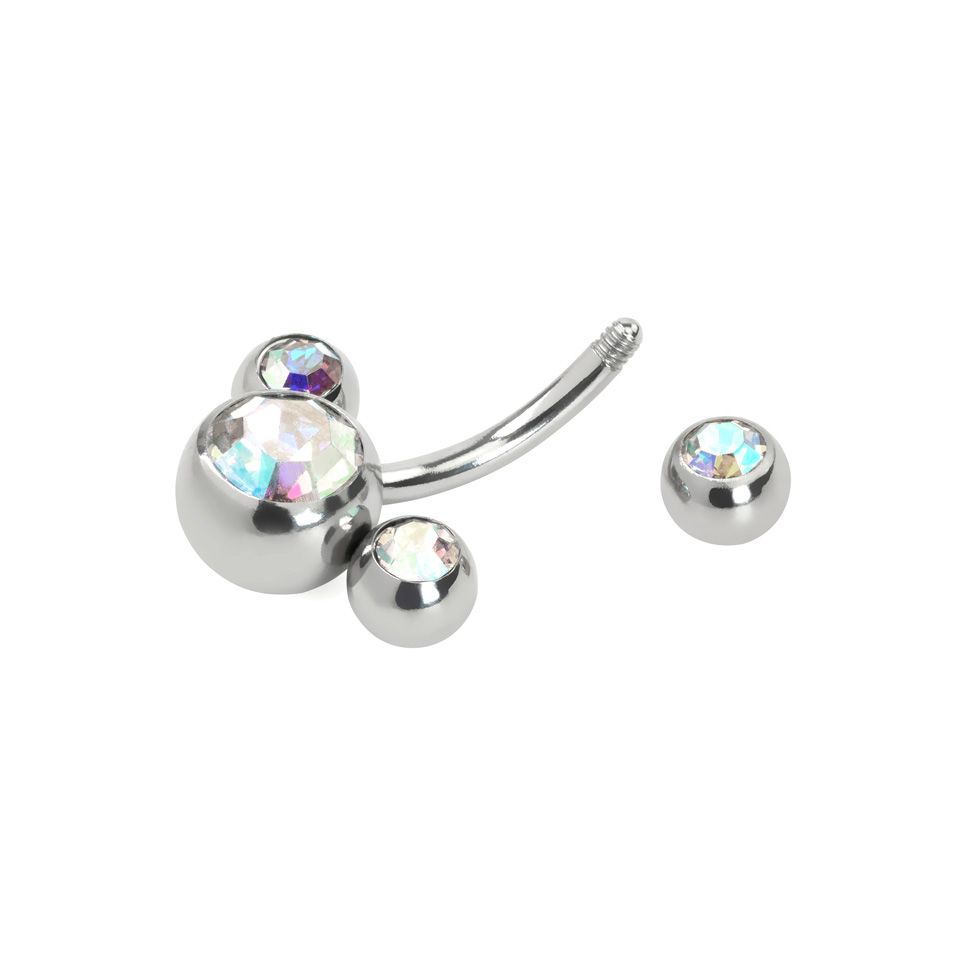 Belly button ring with four stones in your choice of color