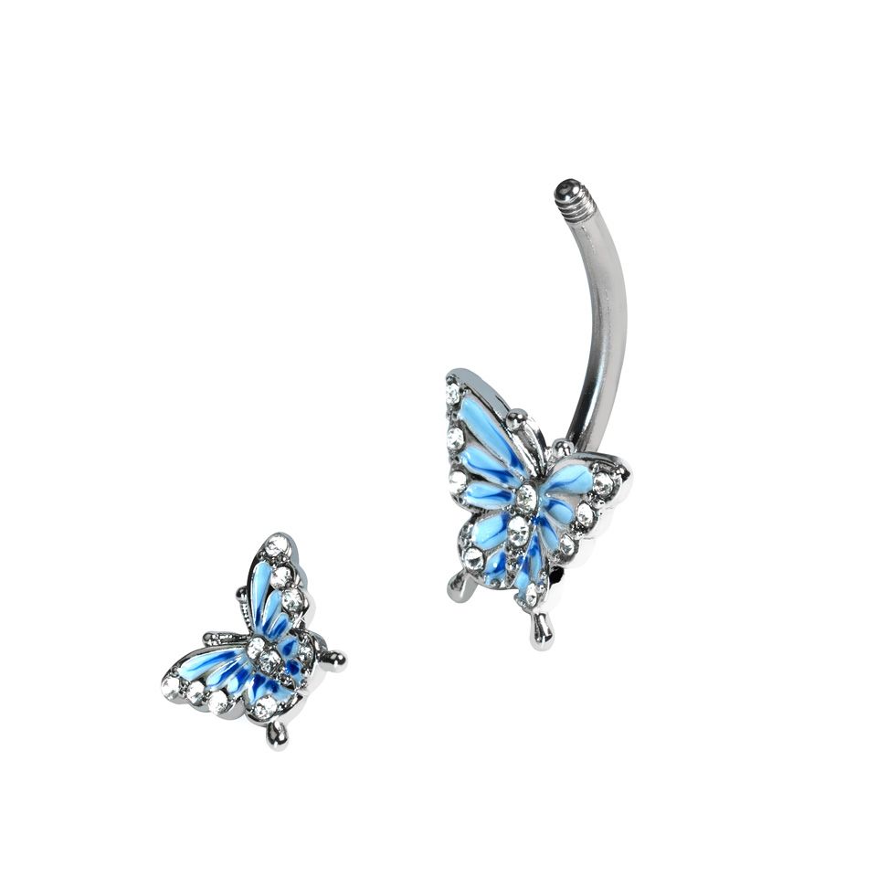 Double butterfly belly barbell
