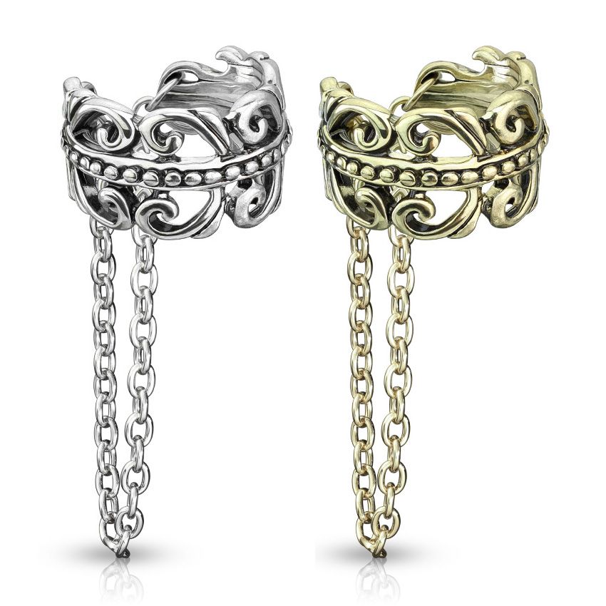 Ear cuff with celtic heart and chain