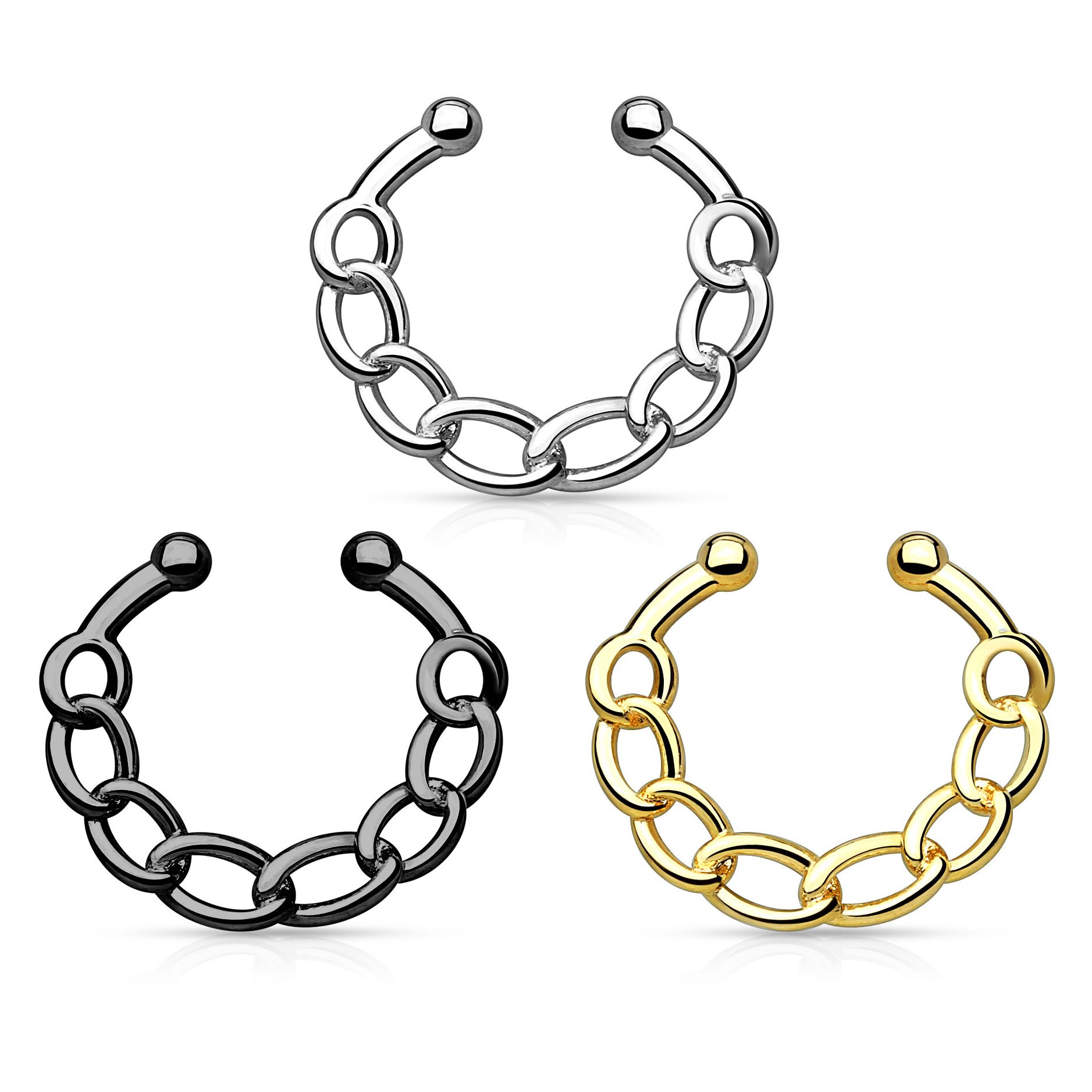 Fake septum piercing with chain