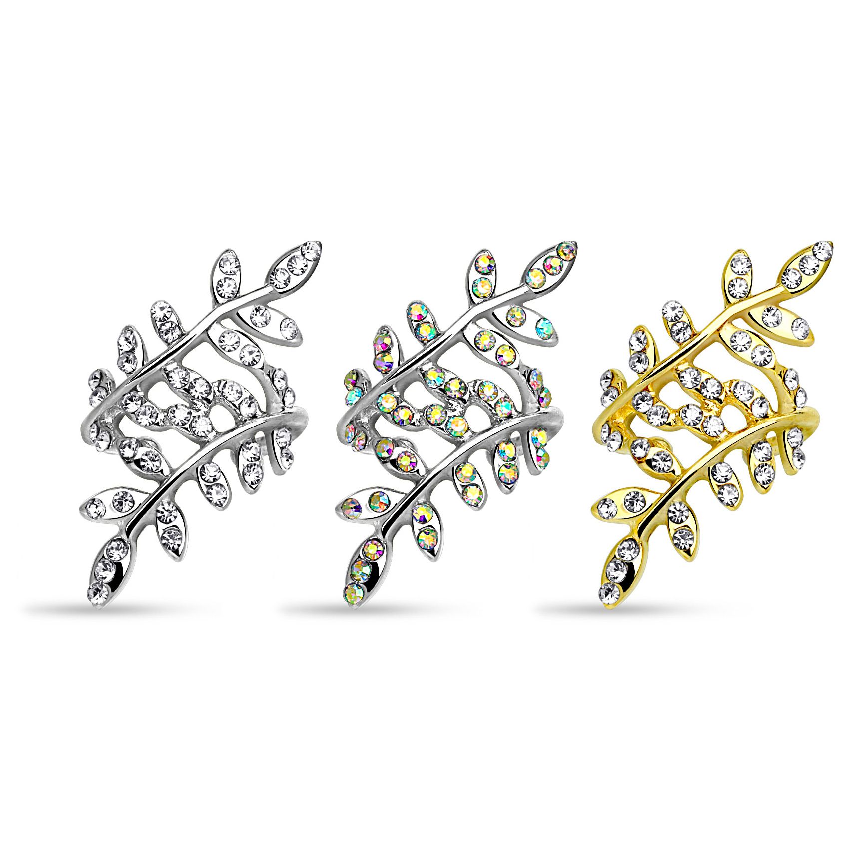 Ear cuff with studded leaves