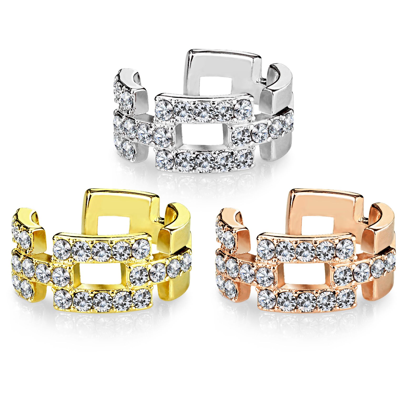 Ear cuff with studded squares