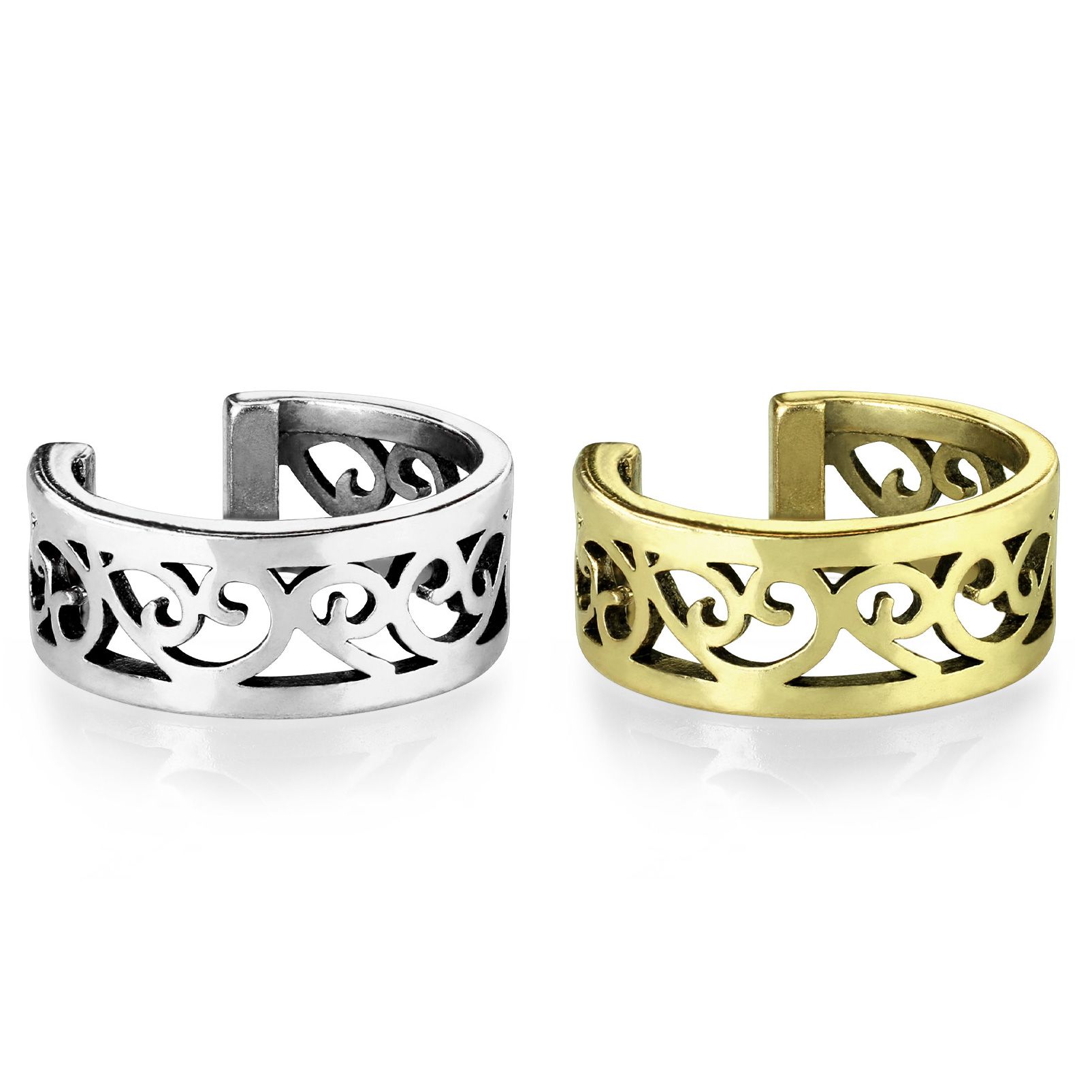 Ear cuff with fretwork filigree heart