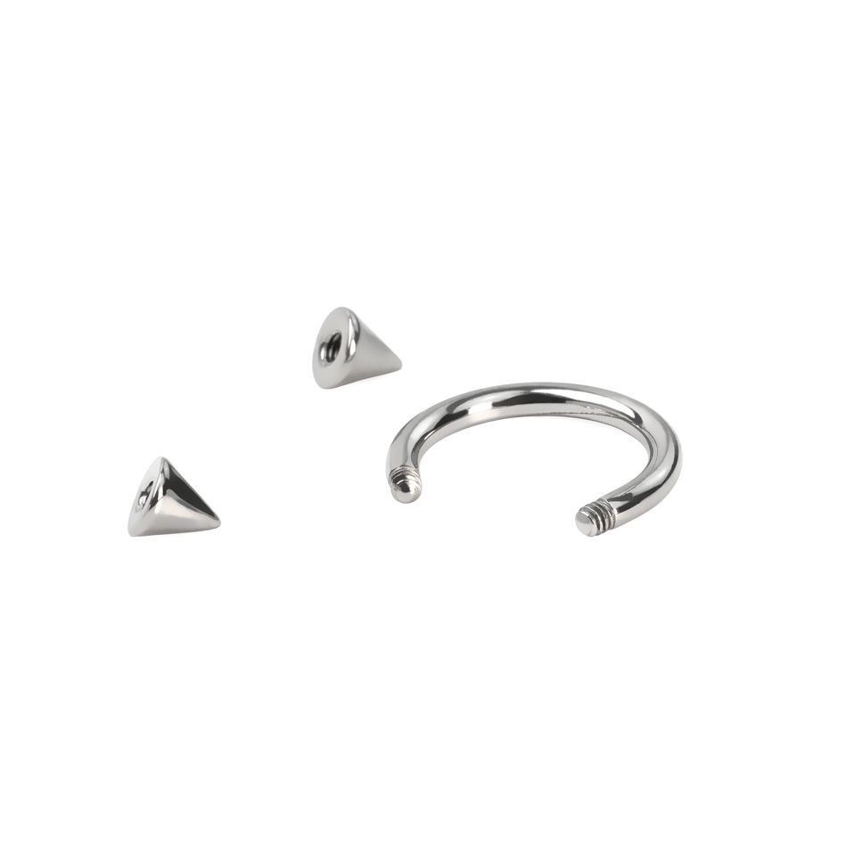 Circular barbell made of titanium with spikes