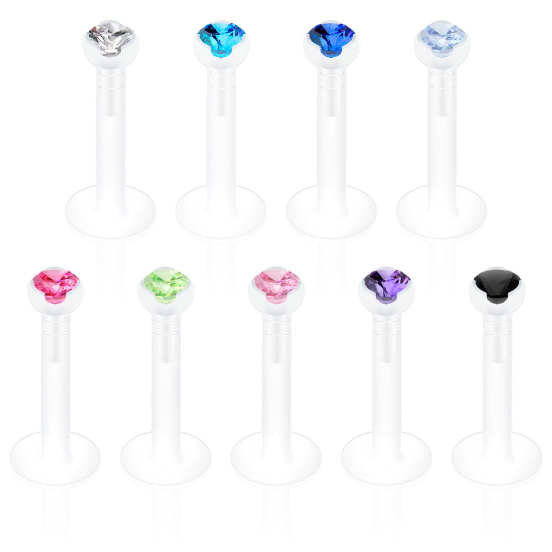 Labret made of ptfe with top stone in your choice of color