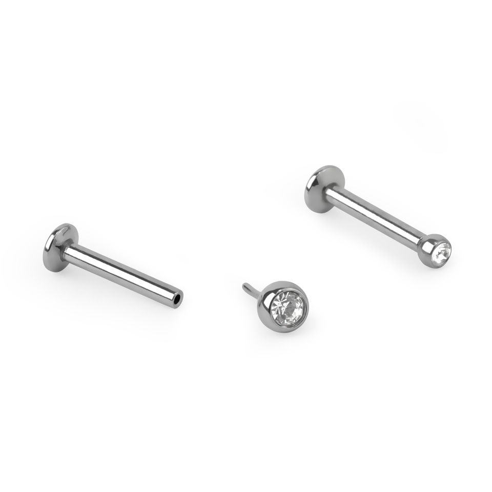 Push-in labret with stone